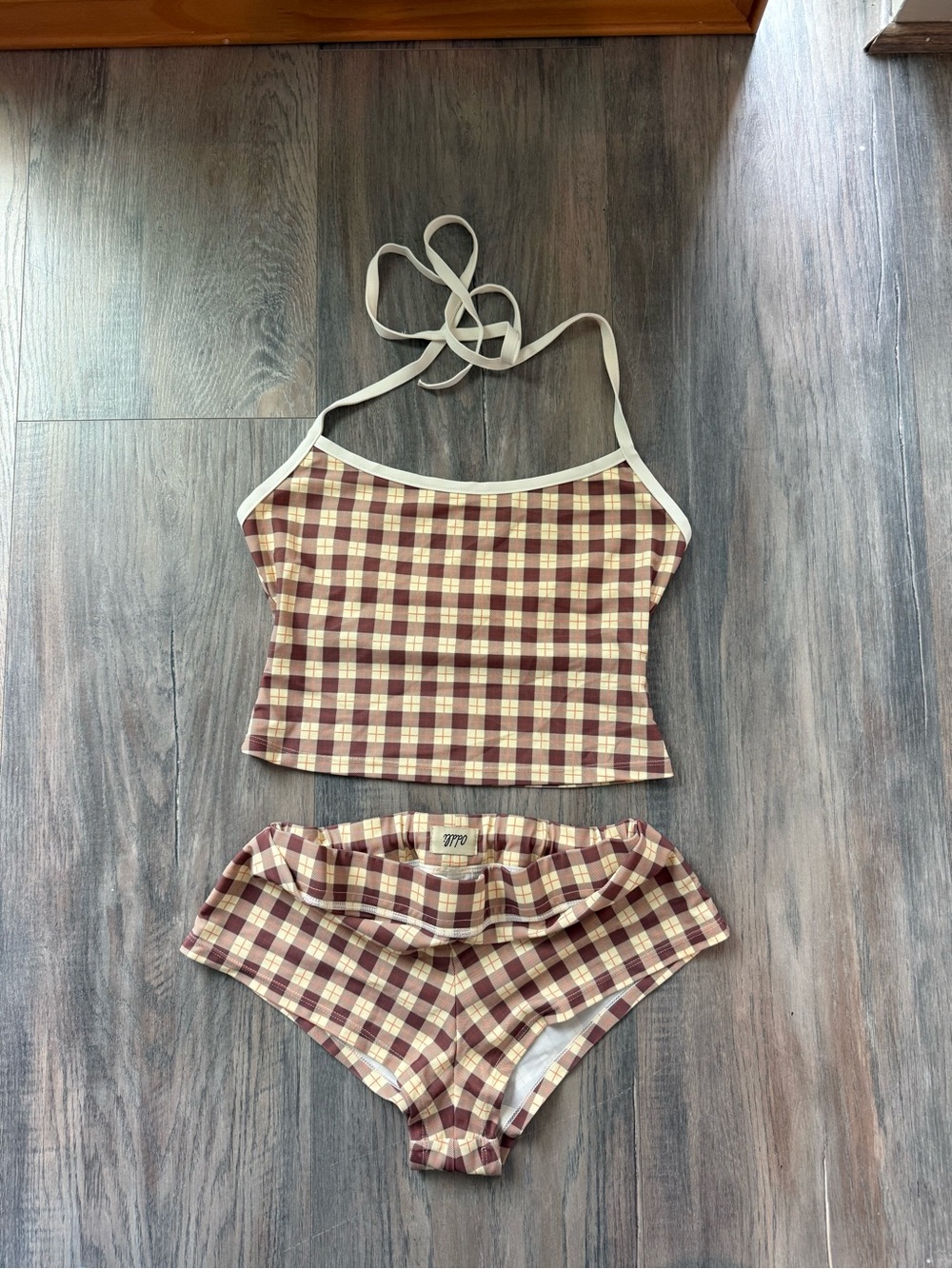 Oddli Plaid Halter Tankini Boyshort Set
